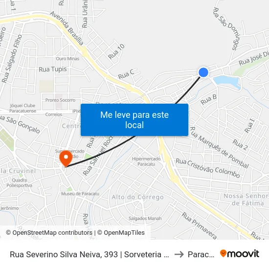 Rua Severino Silva Neiva, 393 | Sorveteria Prestígio to Paracatu map