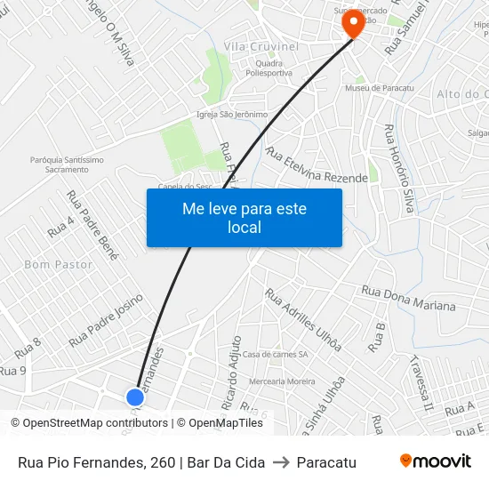 Rua Pio Fernandes, 260 | Bar Da Cida to Paracatu map