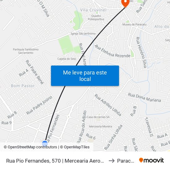 Rua Pio Fernandes, 570 | Mercearia Aeroporto to Paracatu map