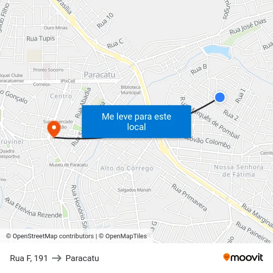 Rua F, 191 to Paracatu map