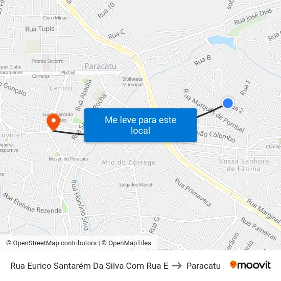 Rua Eurico Santarém Da Silva Com Rua E to Paracatu map