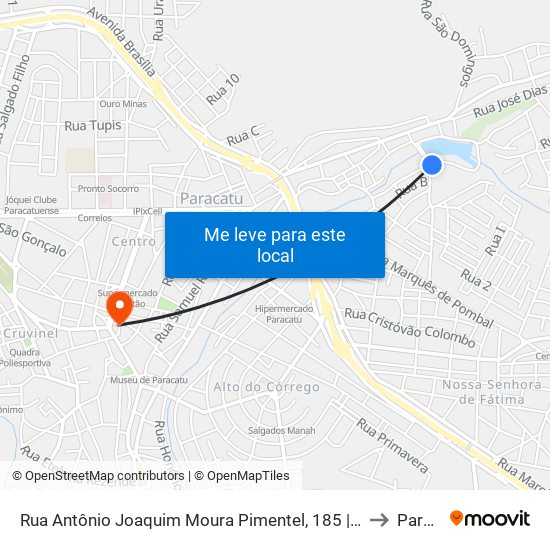 Rua Antônio Joaquim Moura Pimentel, 185 | Comunidade Santa Luzia to Paracatu map