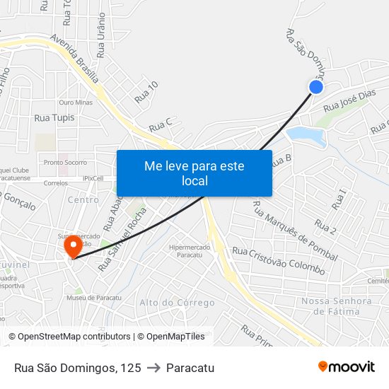 Rua São Domingos, 125 to Paracatu map