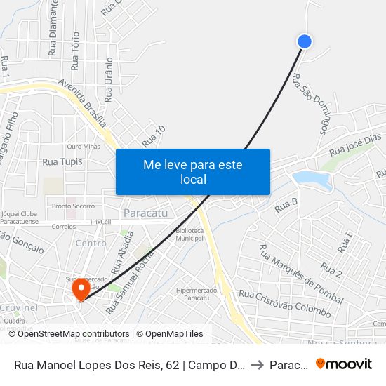 Rua Manoel Lopes Dos Reis, 62 | Campo De Futebol to Paracatu map