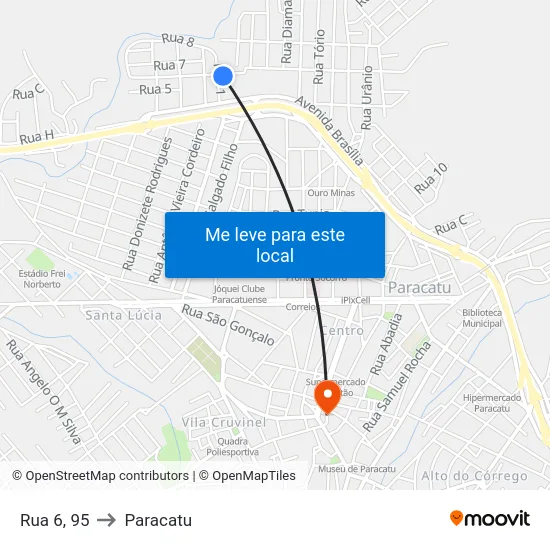 Rua 6, 95 to Paracatu map