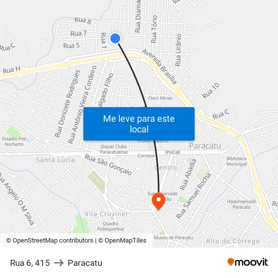 Rua 6, 415 to Paracatu map