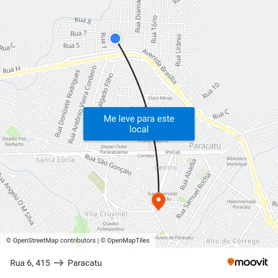 Rua 6, 415 to Paracatu map