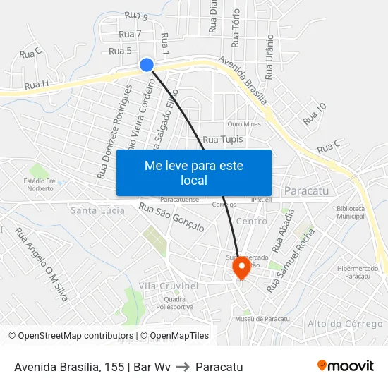 Avenida Brasília, 155 | Bar Wv to Paracatu map