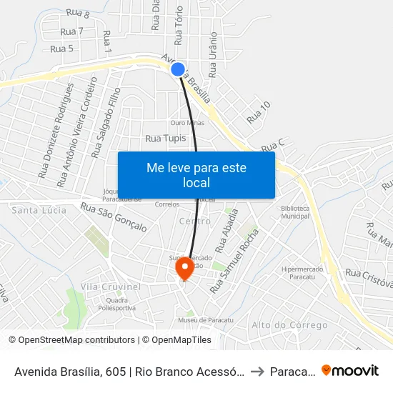 Avenida Brasília, 605 | Rio Branco Acessórios to Paracatu map