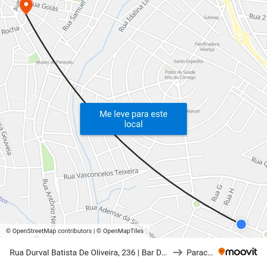 Rua Durval Batista De Oliveira, 236 | Bar Do Gaúcho to Paracatu map