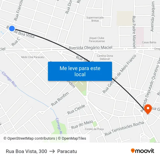 Rua Boa Vista, 300 to Paracatu map