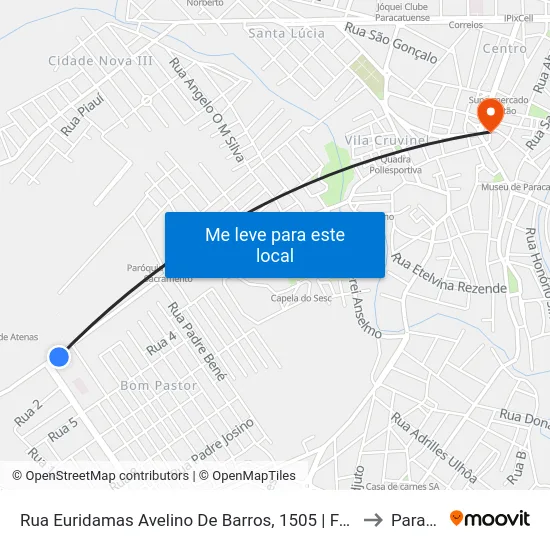 Rua Euridamas Avelino De Barros, 1505 | Faculdade Atenas to Paracatu map