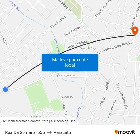 Rua Da Semana, 555 to Paracatu map