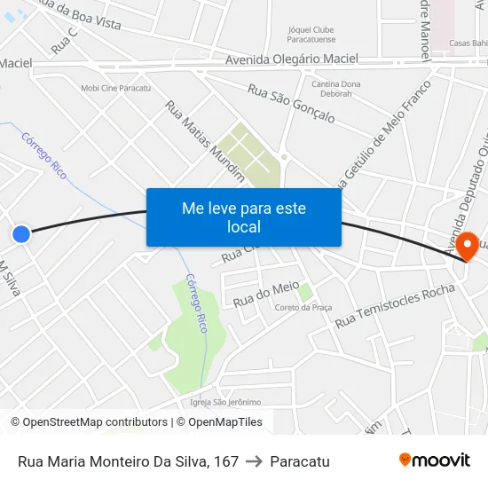 Rua Maria Monteiro Da Silva, 167 to Paracatu map