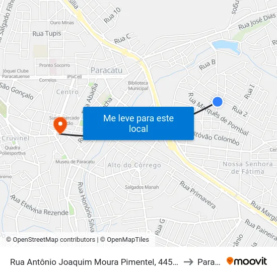 Rua Antônio Joaquim Moura Pimentel, 445 | Posto De Saúde to Paracatu map