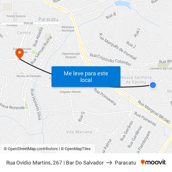 Rua Ovídio Martins, 267 | Bar Do Salvador to Paracatu map