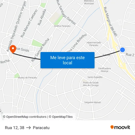 Rua 12, 38 to Paracatu map