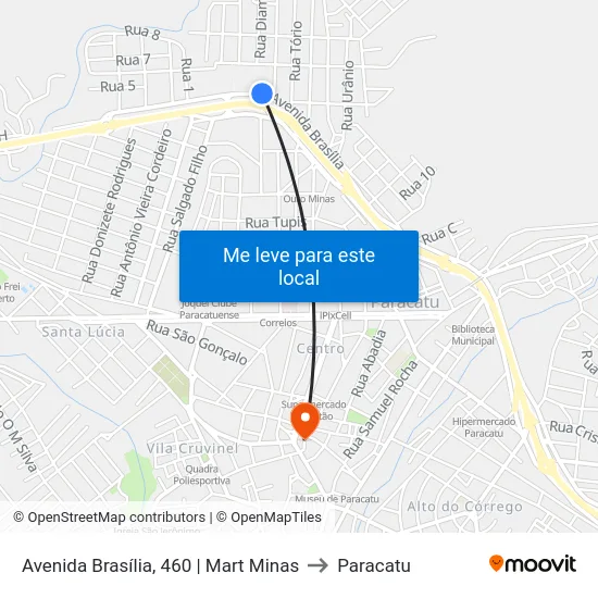 Avenida Brasília, 460 | Mart Minas to Paracatu map