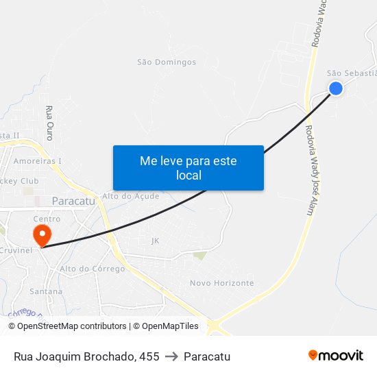 Rua Joaquim Brochado, 455 to Paracatu map