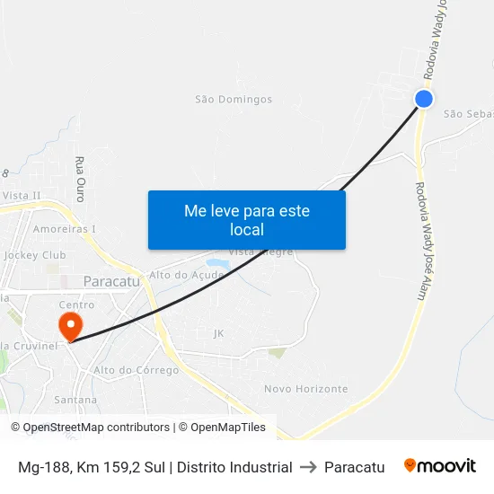 Mg-188, Km 159,2 Sul | Distrito Industrial to Paracatu map