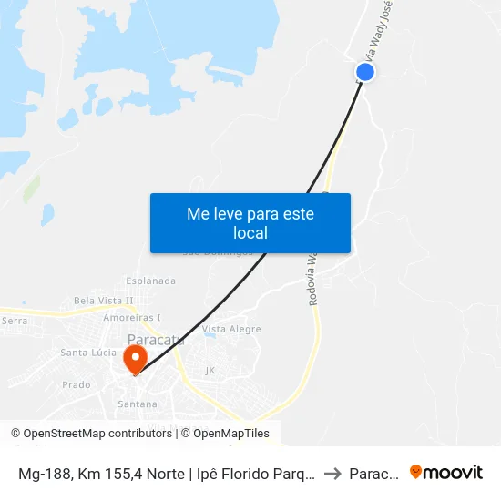 Mg-188, Km 155,4 Norte | Ipê Florido Parque Hotel to Paracatu map