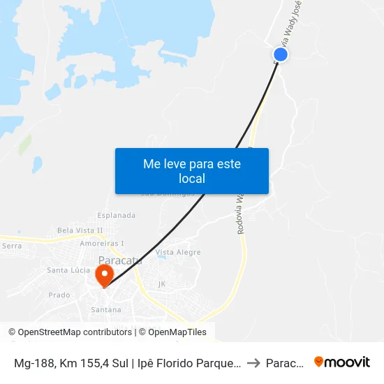 Mg-188, Km 155,4 Sul | Ipê Florido Parque Hotel to Paracatu map