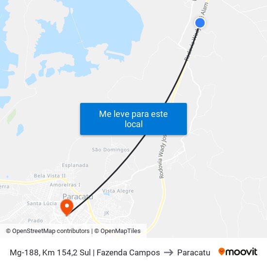 Mg-188, Km 154,2 Sul | Fazenda Campos to Paracatu map