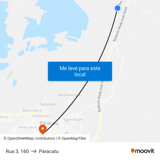 Rua 3, 160 to Paracatu map