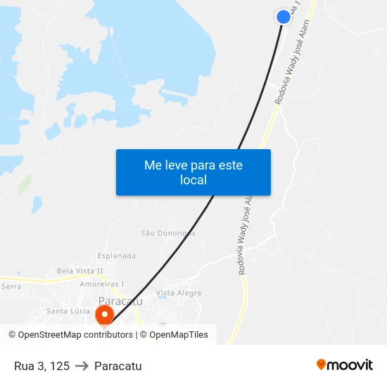 Rua 3, 125 to Paracatu map