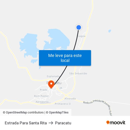 Estrada Para Santa Rita to Paracatu map