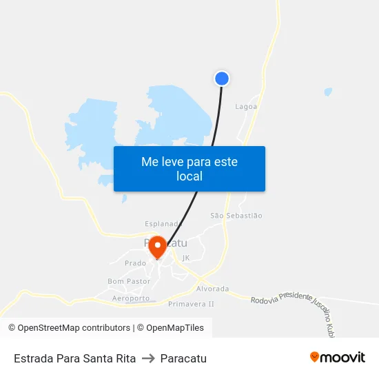 Estrada Para Santa Rita to Paracatu map
