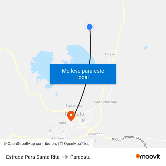 Estrada Para Santa Rita to Paracatu map