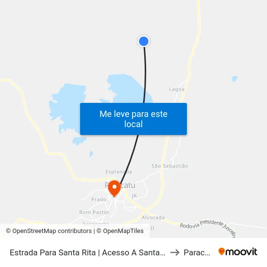 Estrada Para Santa Rita | Acesso A Santa Rita to Paracatu map