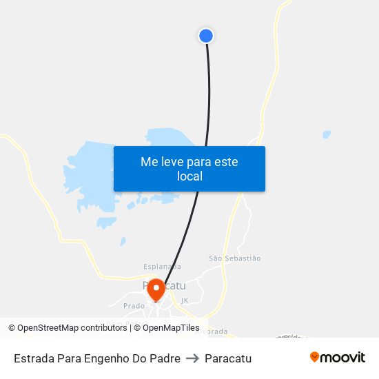 Estrada Para Engenho Do Padre to Paracatu map