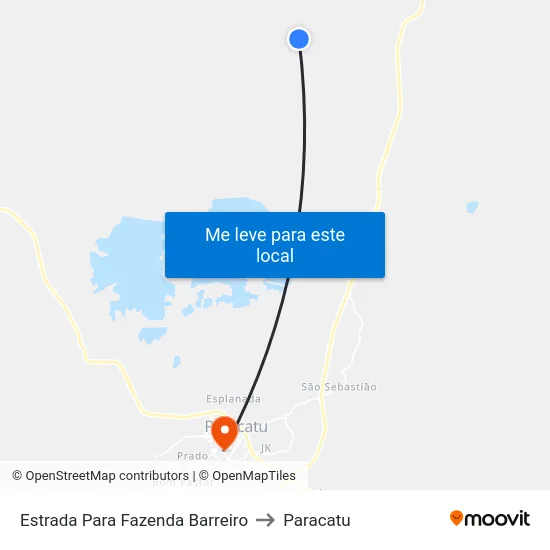 Estrada Para Fazenda Barreiro to Paracatu map