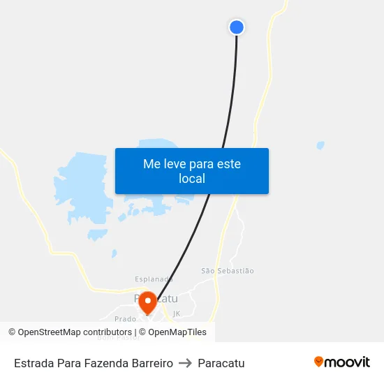 Estrada Para Fazenda Barreiro to Paracatu map