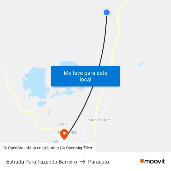 Estrada Para Fazenda Barreiro to Paracatu map