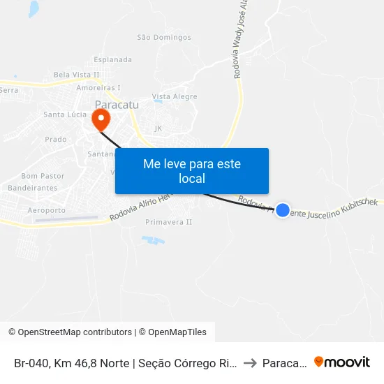 Br-040, Km 46,8 Norte | Seção Córrego Rico to Paracatu map