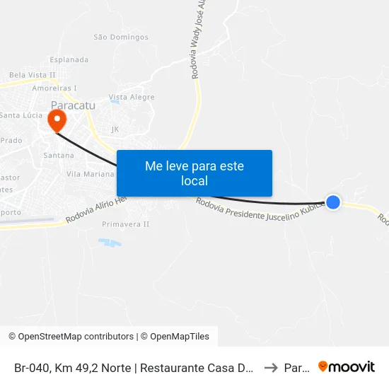 Br-040, Km 49,2 Norte | Restaurante Casa De Concessa - Seção Córrego Rico to Paracatu map