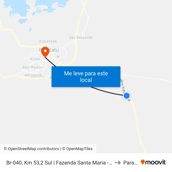 Br-040, Km 53,2 Sul | Fazenda Santa Maria - Seção Córrego Rico to Paracatu map