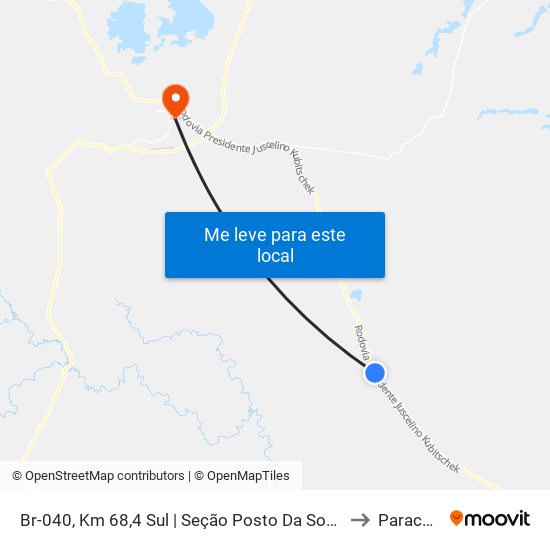 Br-040, Km 68,4 Sul | Seção Posto Da Sombra to Paracatu map