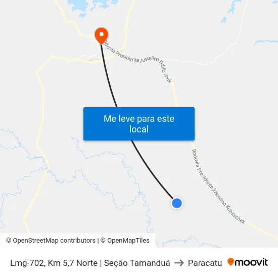 Lmg-702, Km 5,7 Norte | Seção Tamanduá to Paracatu map