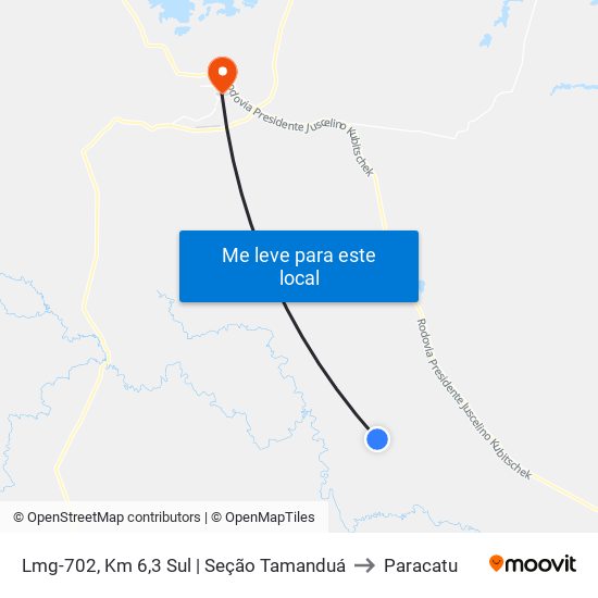 Lmg-702, Km 6,3 Sul | Seção Tamanduá to Paracatu map