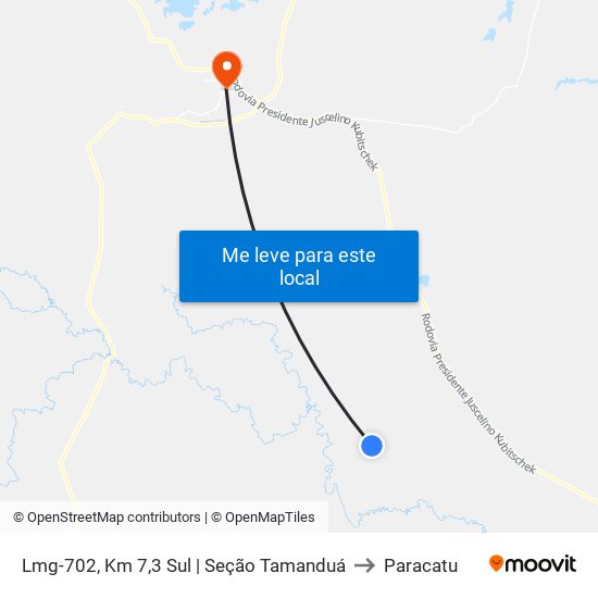 Lmg-702, Km 7,3 Sul | Seção Tamanduá to Paracatu map