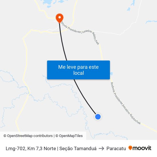 Lmg-702, Km 7,3 Norte | Seção Tamanduá to Paracatu map