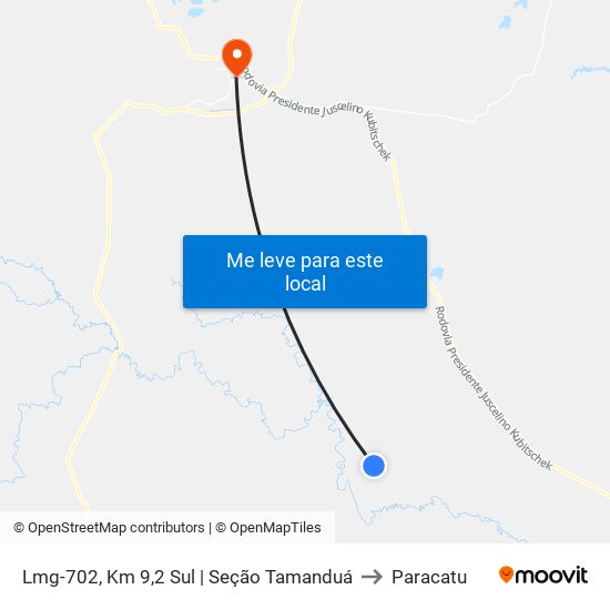 Lmg-702, Km 9,2 Sul | Seção Tamanduá to Paracatu map