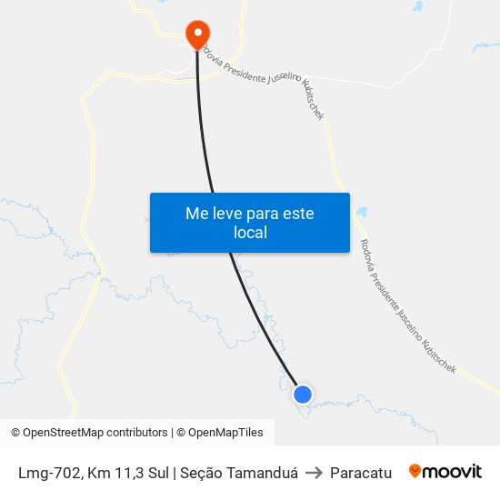 Lmg-702, Km 11,3 Sul | Seção Tamanduá to Paracatu map