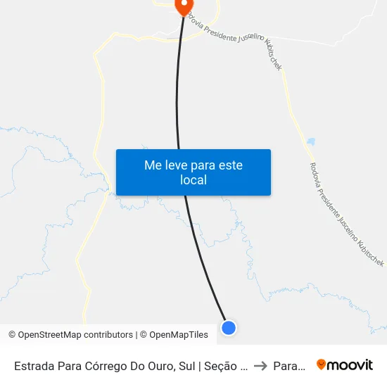 Estrada Para Córrego Do Ouro, Sul | Seção Morro Agudo to Paracatu map