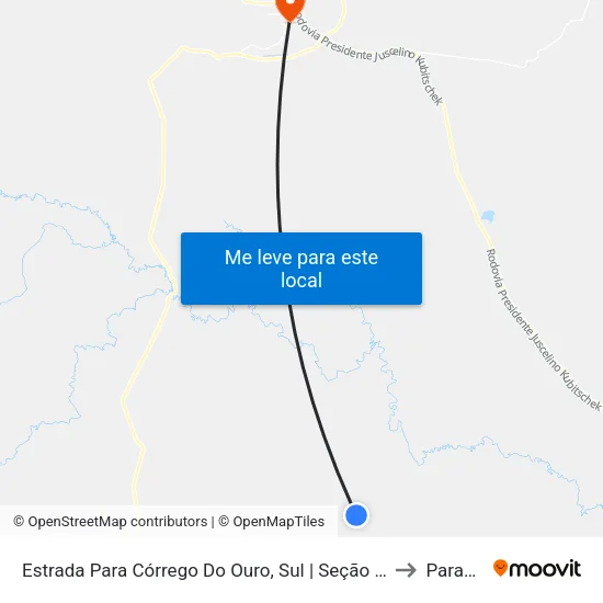 Estrada Para Córrego Do Ouro, Sul | Seção Morro Agudo to Paracatu map