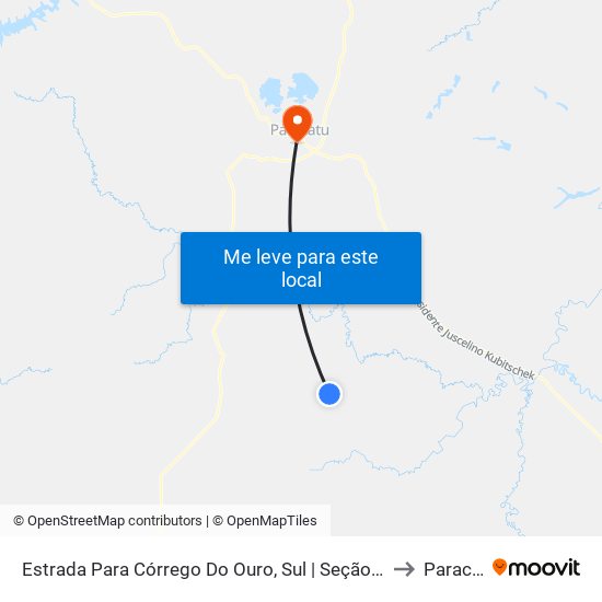 Estrada Para Córrego Do Ouro, Sul | Seção Maria Rosa to Paracatu map